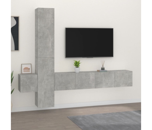 Set de muebles de TV 5 pzas madera contrachapada gris hormigón