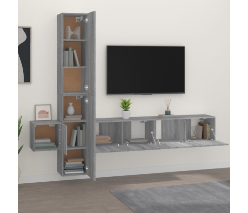 Set de muebles para TV 5 pzas madera contrachapada gris Sonoma