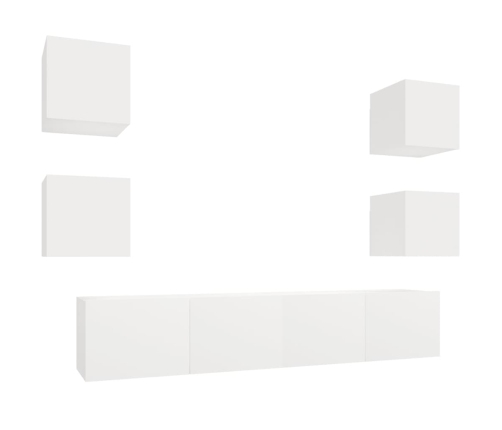 Set de muebles para TV 6 piezas madera contrachapada blanco