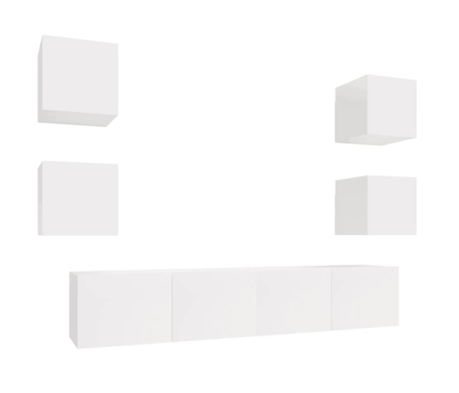 Set de muebles de TV 6 pzas madera contrachapada blanco brillo