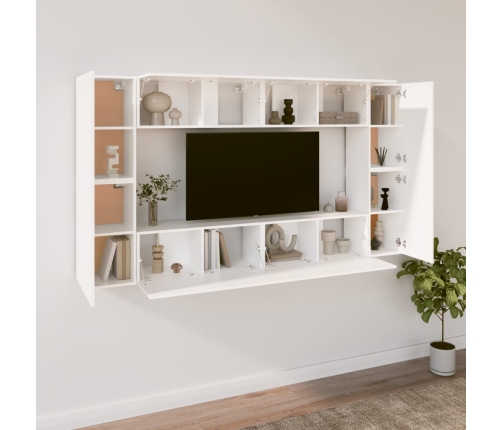 Set de muebles para TV 8 piezas madera contrachapada blanco