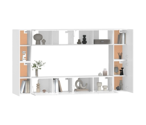 Set de muebles para TV 8 piezas madera contrachapada blanco