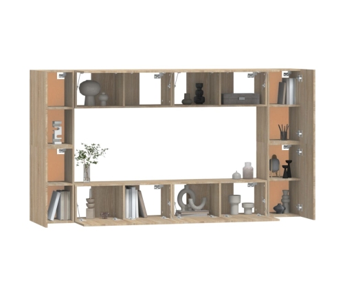 Set de muebles para TV 8 pzas madera contrachapada roble Sonoma