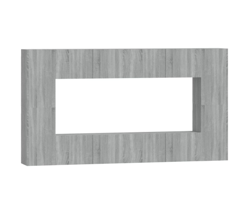 Set de muebles para TV 8 pzas madera contrachapada gris Sonoma