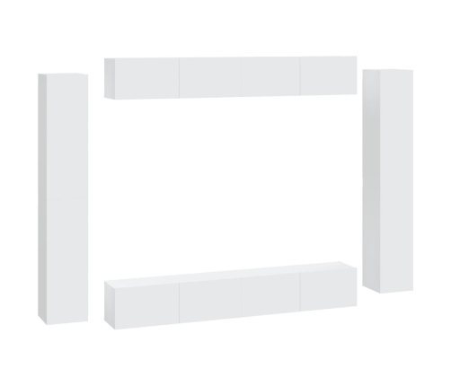 Set de muebles para TV 8 piezas madera contrachapada blanco