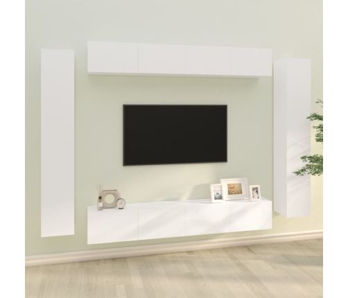 Set de muebles para TV 8 piezas madera contrachapada blanco