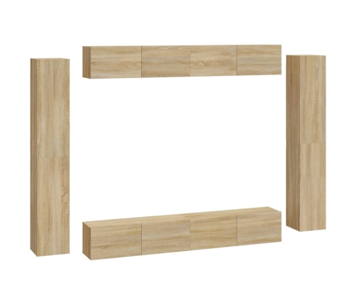 Set de muebles para TV 8 pzas madera contrachapada roble Sonoma