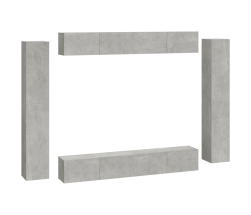 Set de muebles de TV 8 pzas madera contrachapada gris hormigón