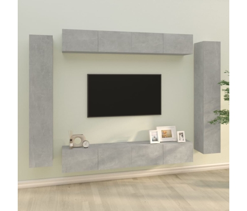 Set de muebles de TV 8 pzas madera contrachapada gris hormigón