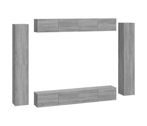 Set de muebles para TV 8 pzas madera contrachapada gris Sonoma