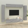 Set de muebles para TV 8 pzas madera contrachapada gris Sonoma