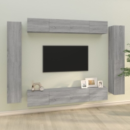 Set de muebles para TV 8 pzas madera contrachapada gris Sonoma