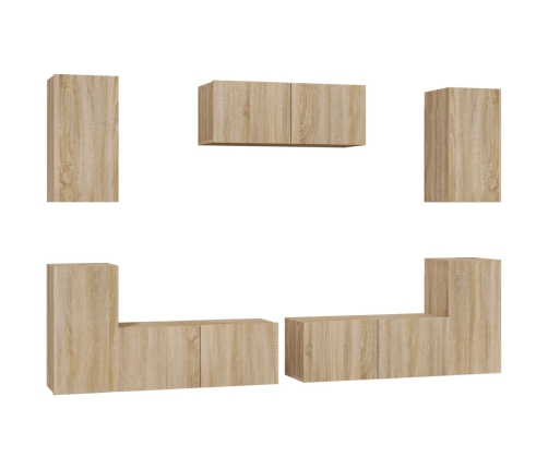 Set de muebles para TV 7 pzas madera contrachapada roble Sonoma