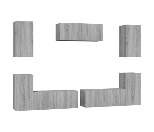 Set de muebles para TV 7 pzas madera contrachapada gris Sonoma