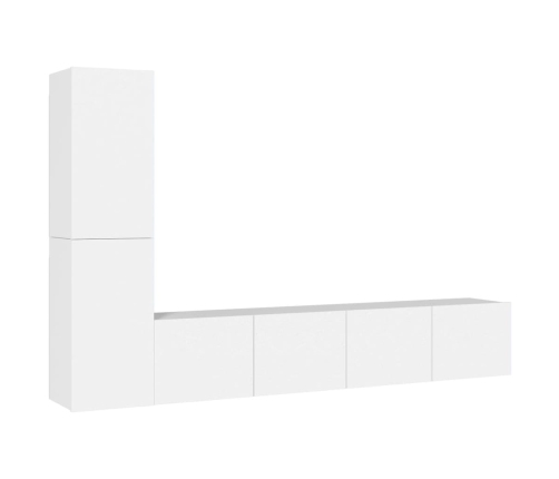 Set de muebles para TV 4 piezas madera contrachapada blanco