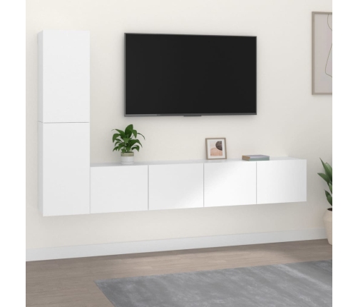 Set de muebles para TV 4 piezas madera contrachapada blanco