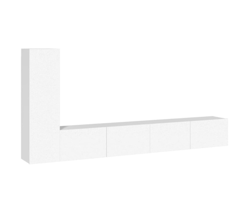 Set de muebles de TV 3 piezas madera contrachapada blanco