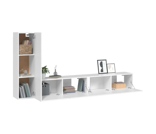 vidaXL Set de muebles de TV 3 piezas madera contrachapada blanco