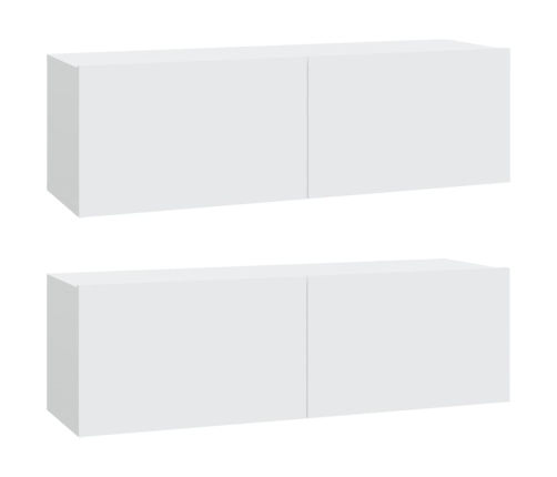 Set de muebles de TV 3 piezas madera contrachapada blanco