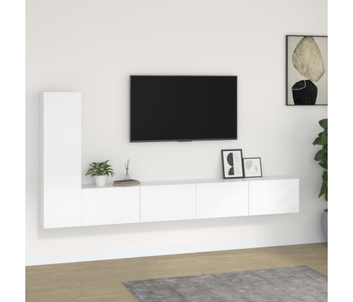 vidaXL Set de muebles de TV 3 piezas madera contrachapada blanco