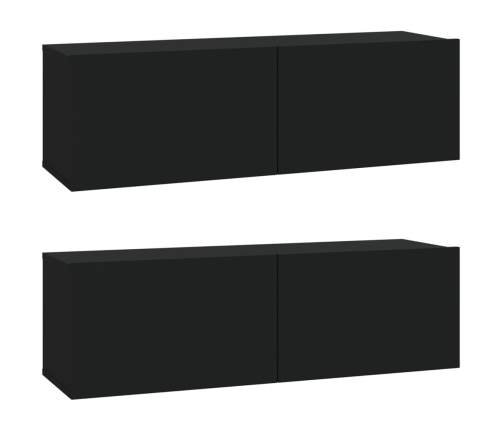 Set de muebles para TV 3 piezas madera contrachapada negro