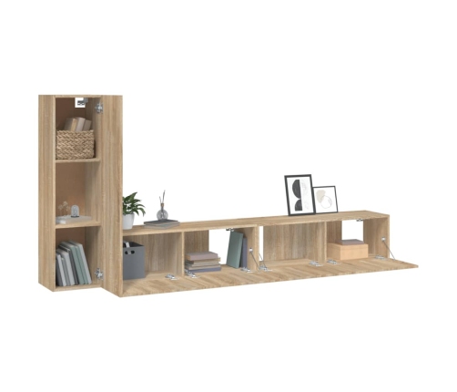 Set de muebles para TV 3 pzas madera contrachapada roble sonoma