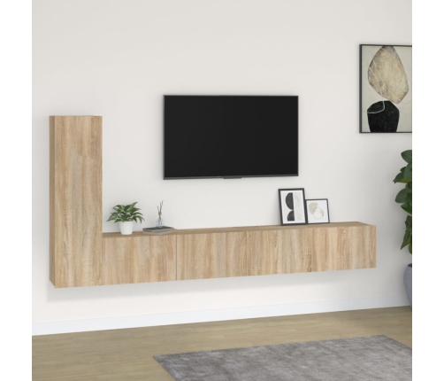 Set de muebles para TV 3 pzas madera contrachapada roble sonoma