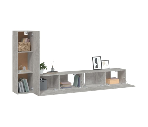 Set de muebles de TV 3 pzas madera contrachapada gris hormigón