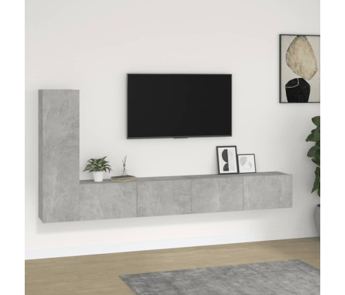 Set de muebles de TV 3 pzas madera contrachapada gris hormigón