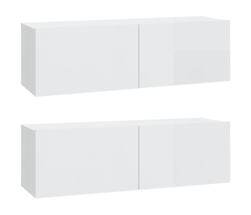 Set de muebles de TV 3 pzas madera contrachapada blanco brillo