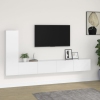 Set de muebles de TV 3 pzas madera contrachapada blanco brillo