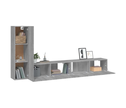 Set de muebles para TV 3 pzas madera contrachapada gris Sonoma