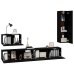 Set de muebles para TV 4 piezas madera contrachapada negro