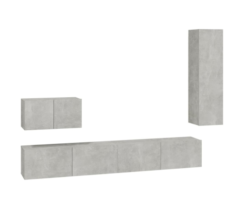 Set de muebles de TV 4 pzas madera contrachapada gris hormigón