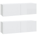 Set de muebles de TV 4 pzas madera contrachapada blanco brillo