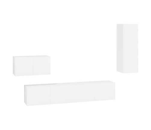 Set de muebles para TV 4 piezas madera contrachapada blanco