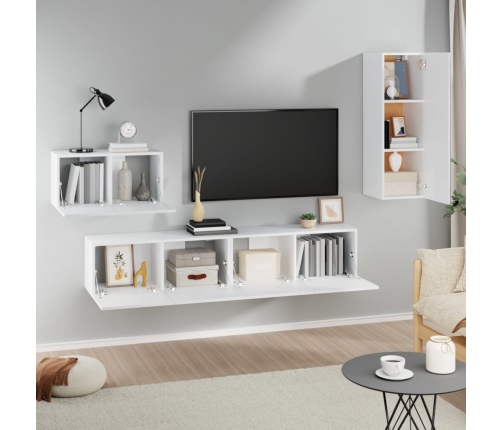 Set de muebles para TV 4 piezas madera contrachapada blanco