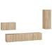 Set de muebles para TV 4 pzas madera contrachapada roble Sonoma