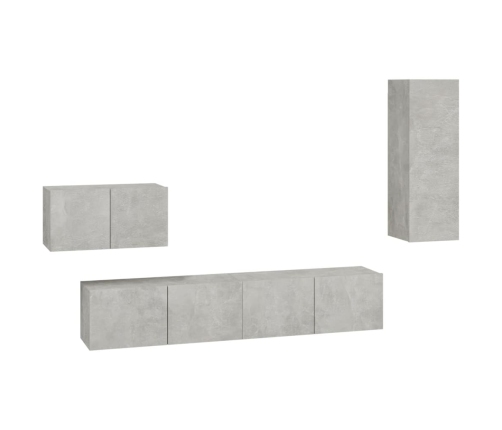 Set de muebles de TV 4 pzas madera contrachapada gris hormigón