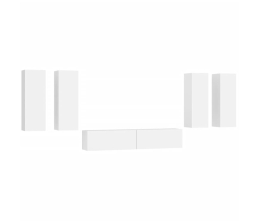 Set de muebles para TV 6 piezas madera contrachapada blanco