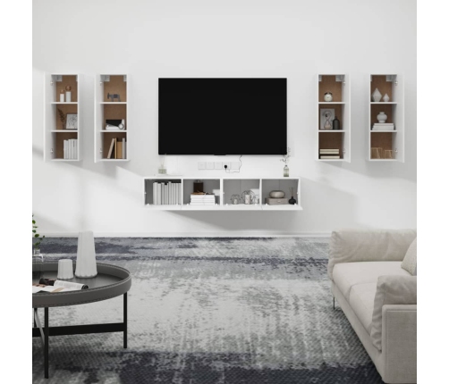 Set de muebles para TV 6 piezas madera contrachapada blanco