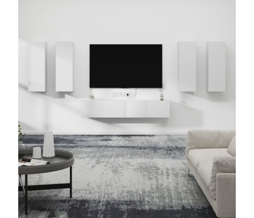 Set de muebles para TV 6 piezas madera contrachapada blanco