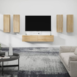 Set de muebles para TV 6 pzas madera contrachapada roble sonoma