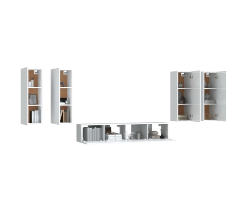 vidaXL Set de muebles de TV 6 pzas madera contrachapada blanco brillo