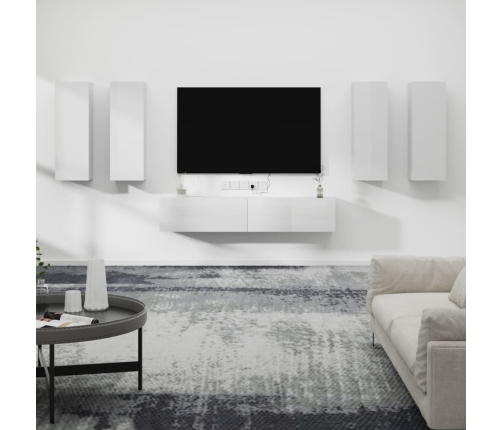 vidaXL Set de muebles de TV 6 pzas madera contrachapada blanco brillo