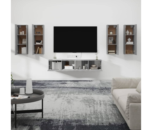 Set de muebles para TV 6 pzas madera contrachapada gris Sonoma