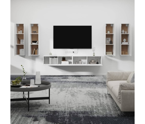 Set de muebles para TV 6 piezas madera contrachapada blanco