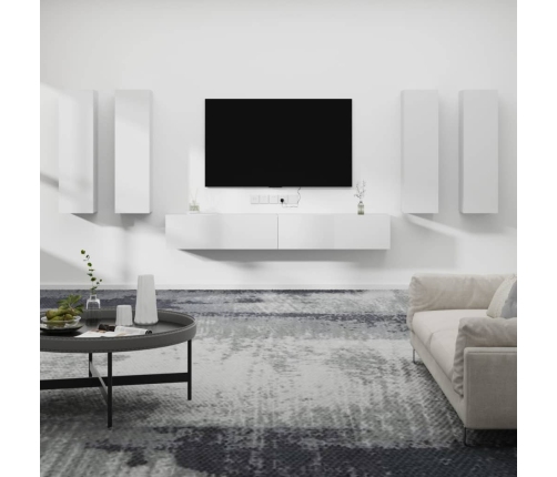 Set de muebles para TV 6 piezas madera contrachapada blanco