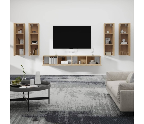 Set de muebles para TV 6 pzas madera contrachapada roble sonoma