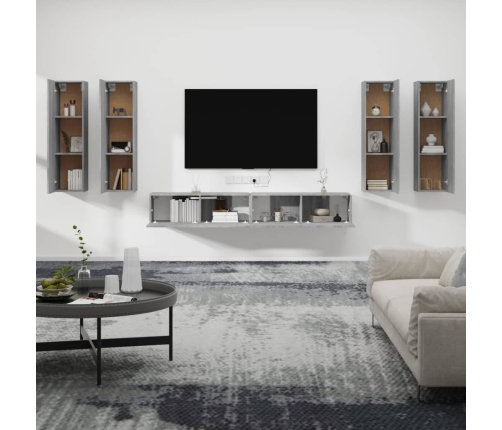 Set de muebles para TV 6 pzas madera contrachapada gris Sonoma